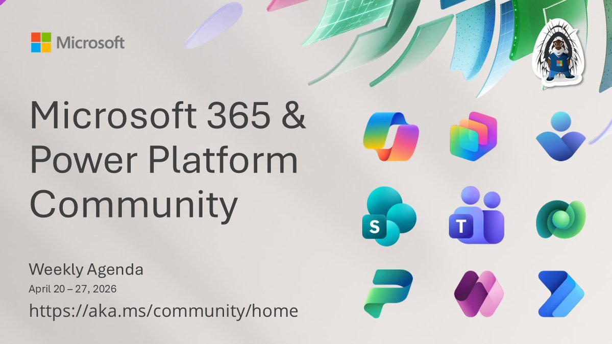 SharePoint's tweet image. 💡 Weekly update on the upcoming community calls from #Microsoft365 &amp;amp; #PowerPlatform Community

• Calls for this week with agenda details 📅
• Focus on Copilot, SharePoint &amp;amp; Power Platform
• Demos this week by Microsoft and community

📝 See details → msft.it/6016Qhdv2