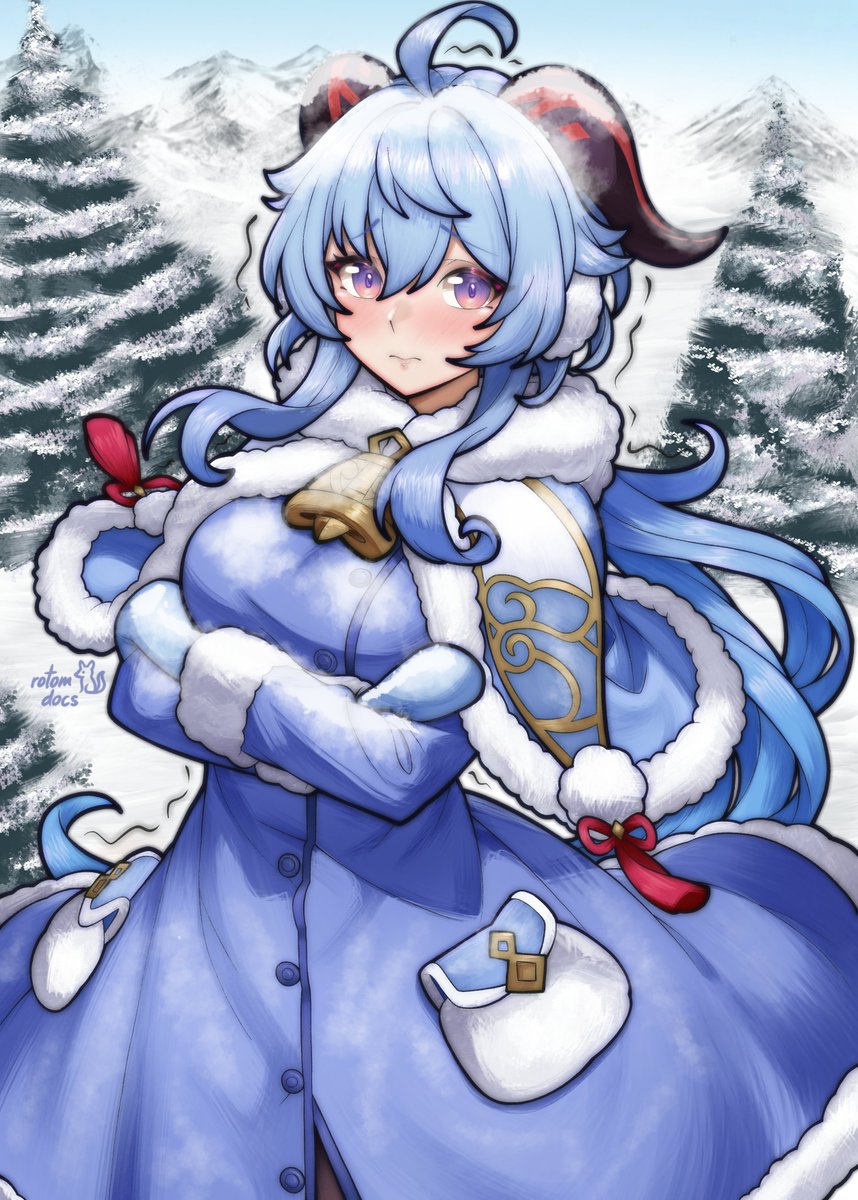 winter ganyu comm (๑-﹏-๑) tis very cold she needs hugs