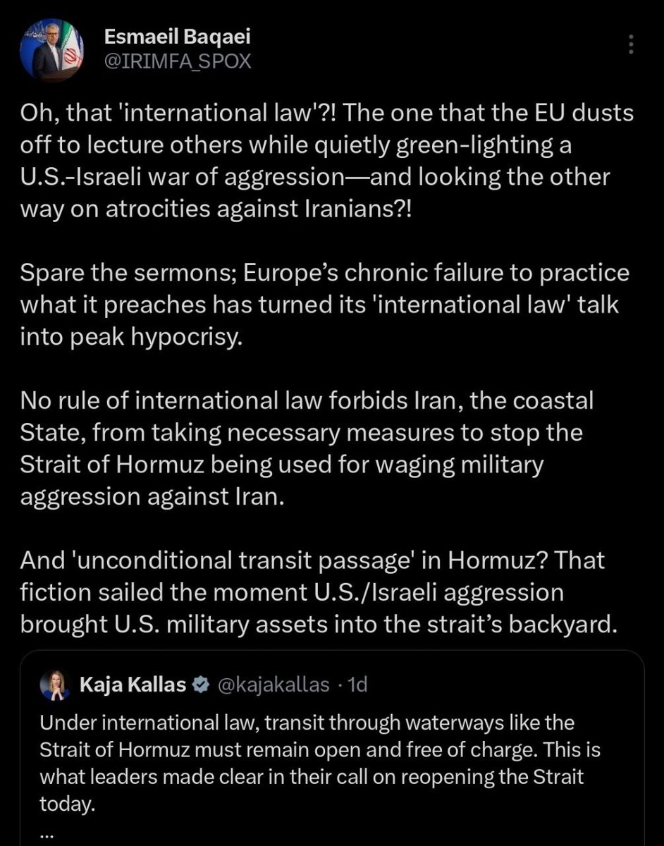 BelarusInside's tweet image. 🇮🇷#Iran's MFA spokesman slammed #Europe for"peak hypocrisy,"dismissing #EU lectures on international law as hollow.The retort follows rising tensions over the #US blockade and #nuclear verification.Iran accusing the EU of failing to uphold its own diplomatic principles.#Diplomacy