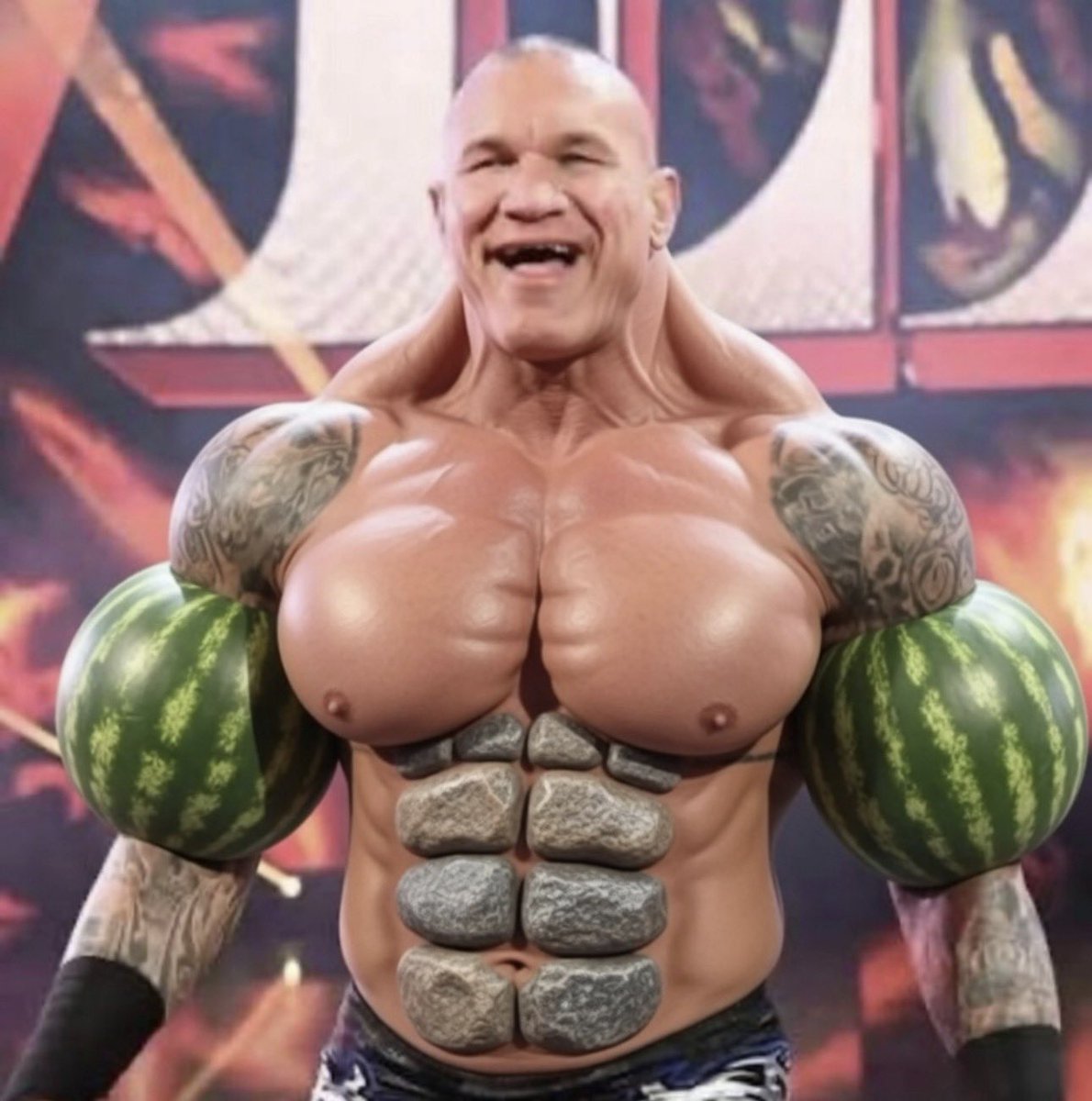 bsykezz's tweet photo. The muscles on the #wwe #wrestlemania fight cards be like: https://t.co/aTIzcihEZJ