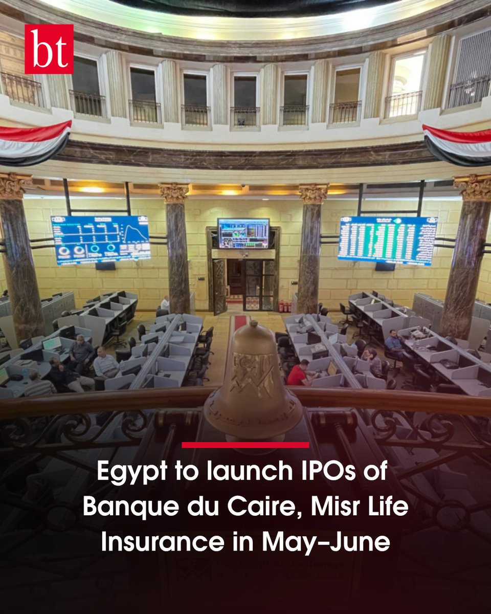 BTEgypt_Mag's tweet image. Egypt’s Minister of Investment and Foreign Trade Mohamed Farid Saleh announced the start of executive steps to offer stakes in Banque du Caire and Misr Life Insurance on the market during May and June, according to a statement.

Read more details on our website!

#Egypt #Business