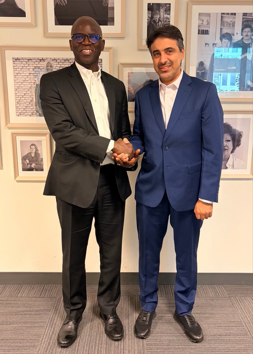 ousmanedione's tweet image. Meaningful exchange with H.E. Al Sulaiti, Director General of @Qatar_Fund. Together, we’re advancing our partnership on innovative finance, co-financing priority projects, &amp;amp; scaling private sector investment to support #jobs and growth in emerging &amp;amp; fragile markets. #WBGMeetings