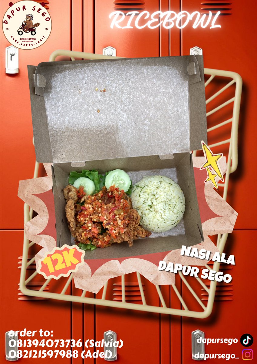 HAPPY WEEKEND JENDSSS🤩‼️
di hari minggu yang cerah ini pasti beberapa diantara kalian yang mager buat keluar kost. nah aku ada solusi nih gusyy😋 kalian cukup order aja di DAPUR SEGO RICEBOWL dan akan kami ANTARKAN SATSET LANGSUNG KE DEPAN KOST KAMU XIXI🤩🫶