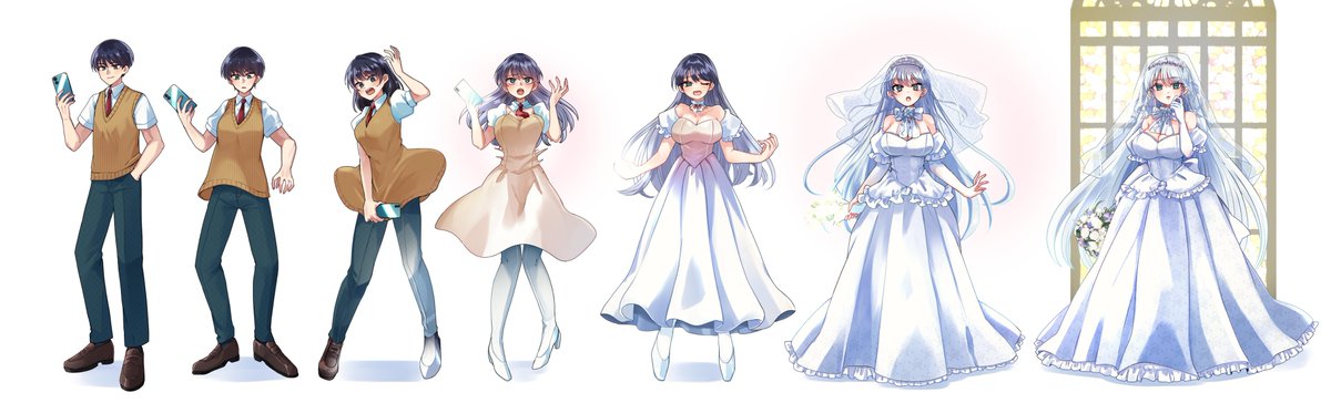 普通の黒髪の男子学生が銀髪巨乳のウェディングドレスの美少女になるTSシークエンス(TSFレビュー企画 投稿景品252)
https://t.co/OwcYXz43SG
大倉@TSFookuradesuさんのリクエストではちたろう@ponponsoroさんに描いて頂きました! 