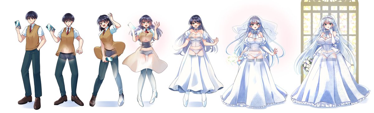 普通の黒髪の男子学生が銀髪巨乳のウェディングドレスの美少女になるTSシークエンス(TSFレビュー企画 投稿景品252)
https://t.co/OwcYXz43SG
大倉@TSFookuradesuさんのリクエストではちたろう@ponponsoroさんに描いて頂きました! 