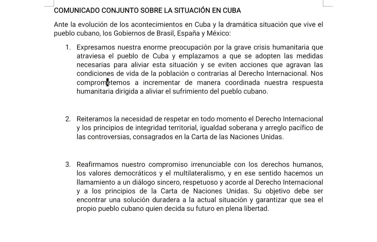 En medio de la difícil situación que enfrenta #Cuba, debido al recrudecimiento del bloqueo de EEUU a niveles extremos, al actual cerco energético y a las constantes amenazas del gobierno estadounidense, reconocemos el digno y solidario Comunicado Conjunto emitido por los