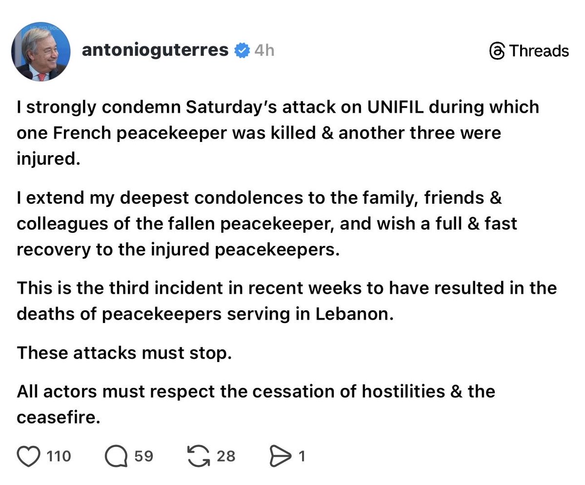 izrailov94's tweet image. Look at this tweet by the head of the UN- not a single word that this person was murdered by Hizbolla

#un #lebanon #news