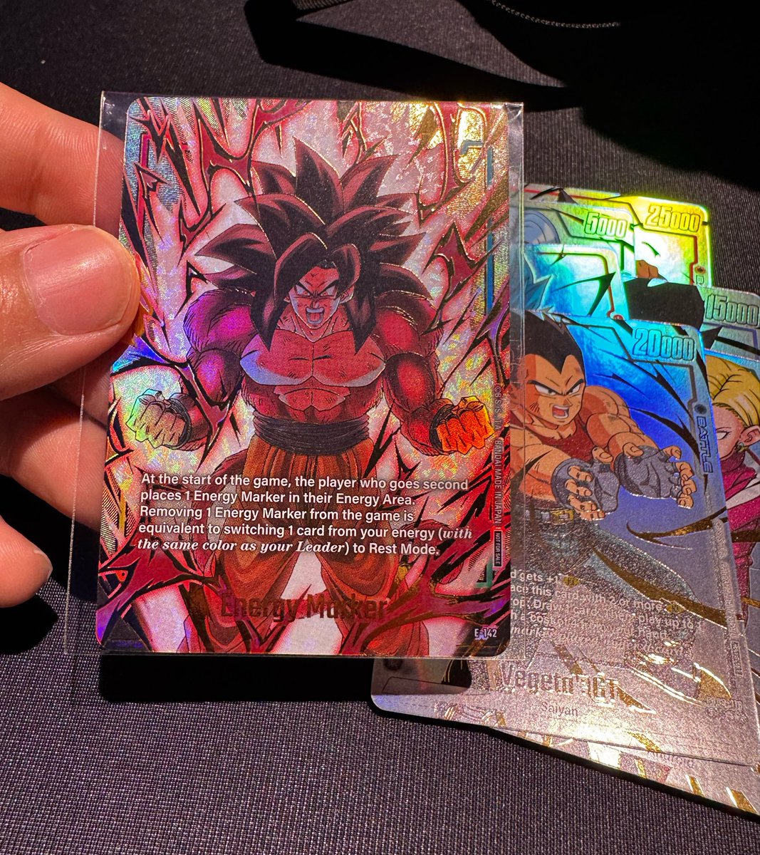 Brodri4's tweet photo. Finished 27th at today’s Dragon Ball Fusion Regional. Switched decks last min but manage to win the top 32 Energy Marker. It will go great next to my black label Super Alt SSJ4 😄 https://t.co/KrhNzlRZMO