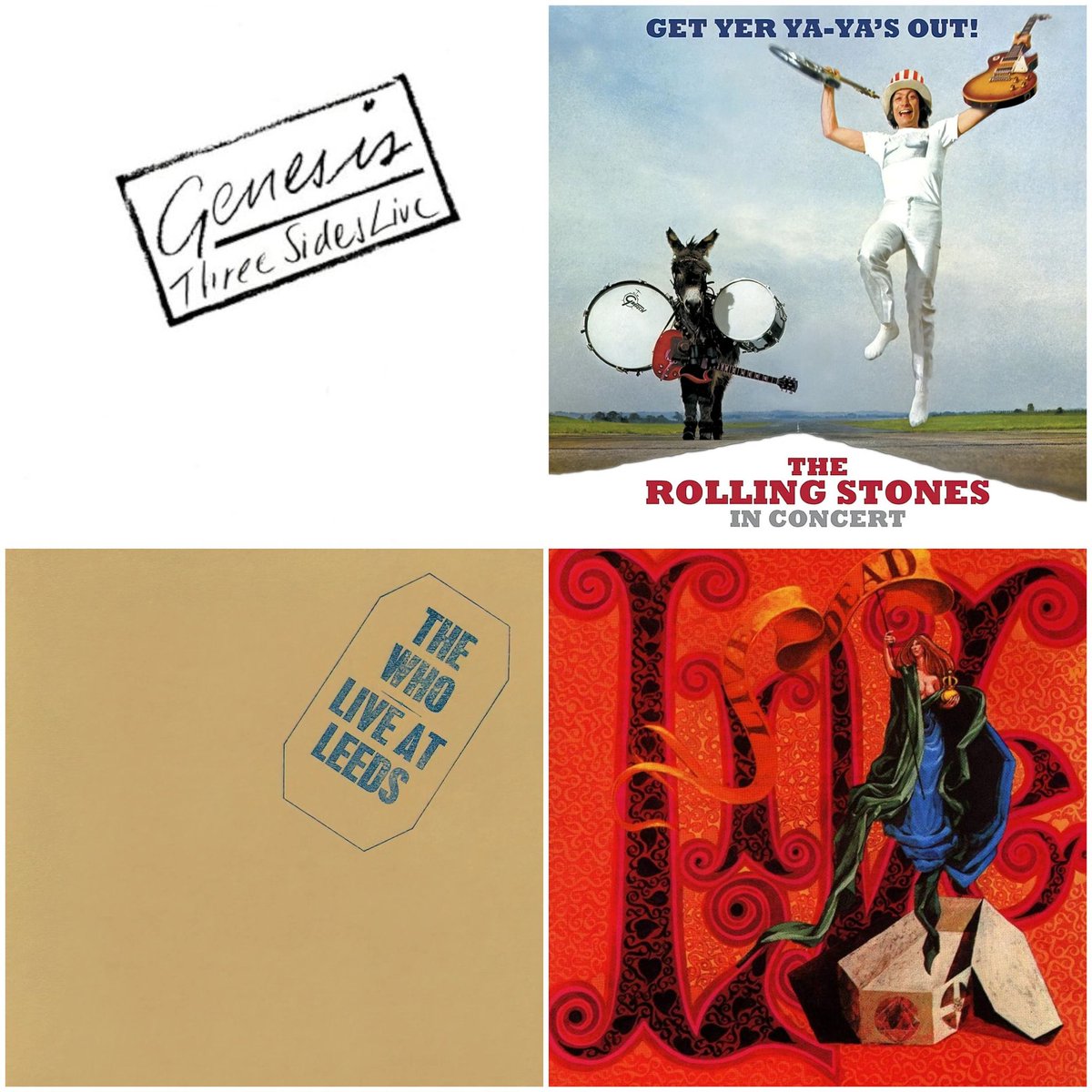 TonyJones000's tweet image. #Music What's your favorite live album from the four pictured and which one is the runner-up? 💿🎶🥁🎸