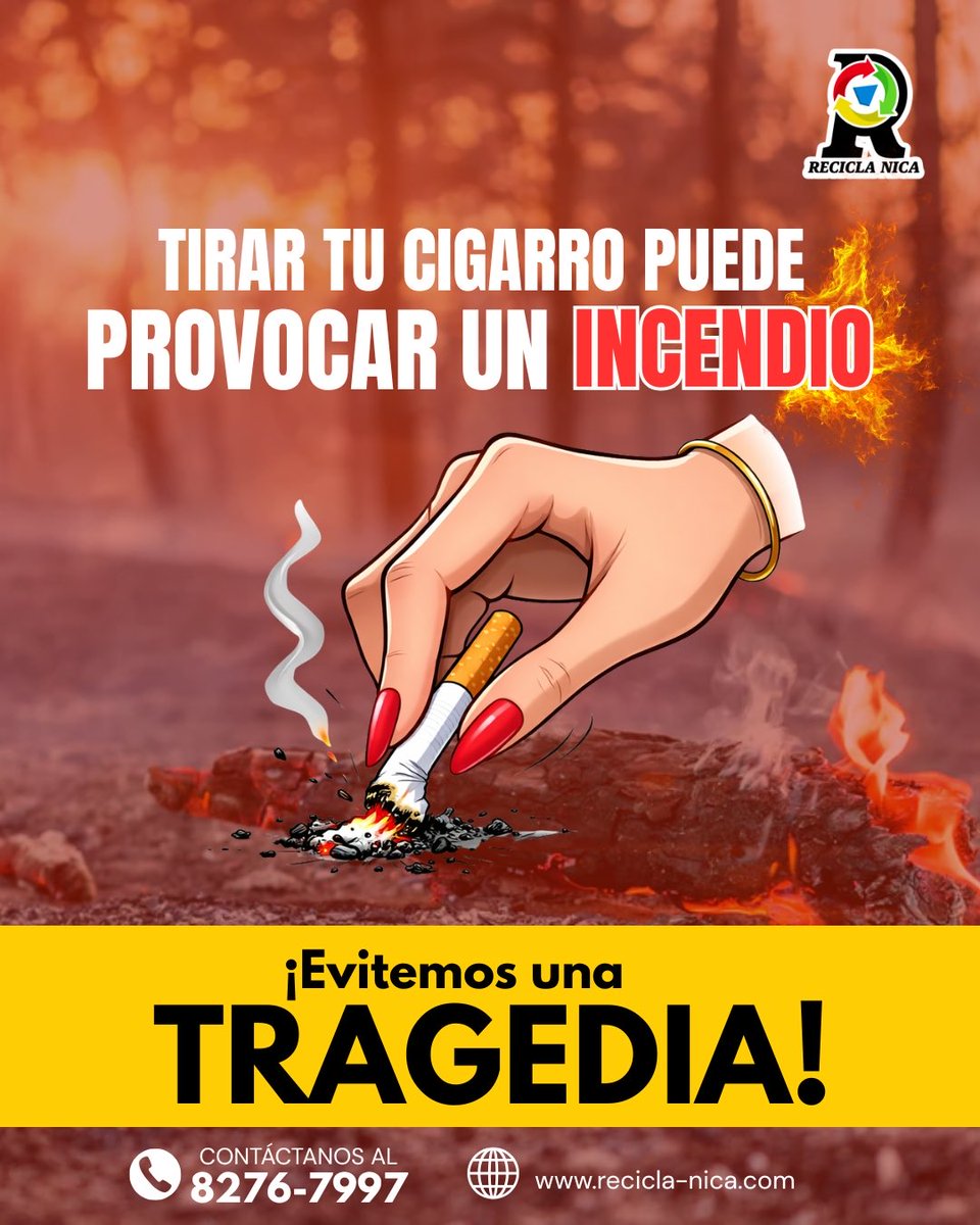 reciclanica3's tweet image. No lo tires.
Un cigarrillo en el suelo puede iniciar un incendio. 🚬🔥

Apágalo bien y deséchalo correctamente.

#ReciclaNica #CuidemosAlPlaneta #ReciclajeResponsable #Contactanos