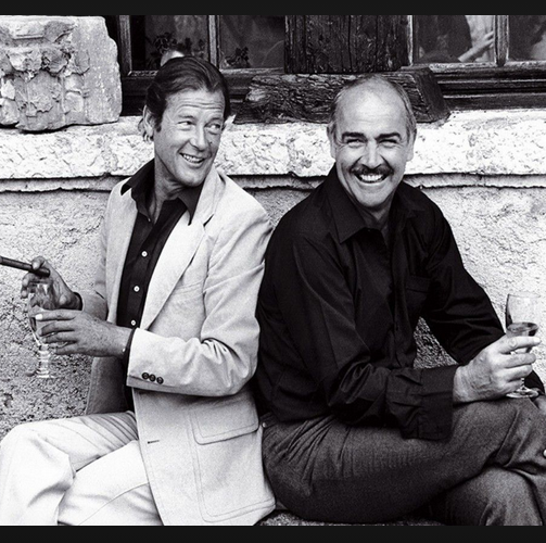 oxley264's tweet photo. ROGER MOORE &amp; SEAN CONNERY
Cannes 1981 https://t.co/hJhLRyog14