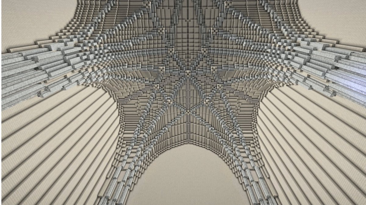 Minecrafteate's tweet image. ¡Ya estamos con el interior! 🏗️✨ Hemos empezado a construir las complejas bóvedas de crucería de la iglesia de Mahamud y estamos muy contentos con el resultado. Ha sido un buen rompecabezas, ¡pero mirad cómo va tomando forma! 🧱👇 #MinecraftBuilds #Mahamud #Burgos