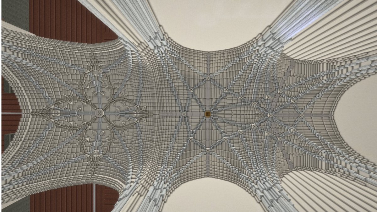 Minecrafteate's tweet image. ¡Ya estamos con el interior! 🏗️✨ Hemos empezado a construir las complejas bóvedas de crucería de la iglesia de Mahamud y estamos muy contentos con el resultado. Ha sido un buen rompecabezas, ¡pero mirad cómo va tomando forma! 🧱👇 #MinecraftBuilds #Mahamud #Burgos
