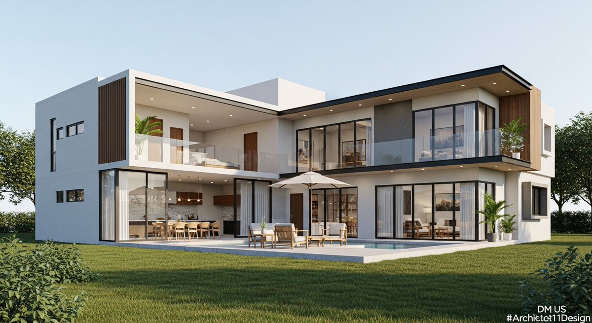 design_studio11's tweet image. From a simple sketch to a living space full of light &amp;amp; openness. 🏡
Pamela House is designed to blur the line between indoor comfort and outdoor freedom — with open layouts, glass façades, and a welcoming pool entrance.
#Architecture #3DVisualization #ModernLiving