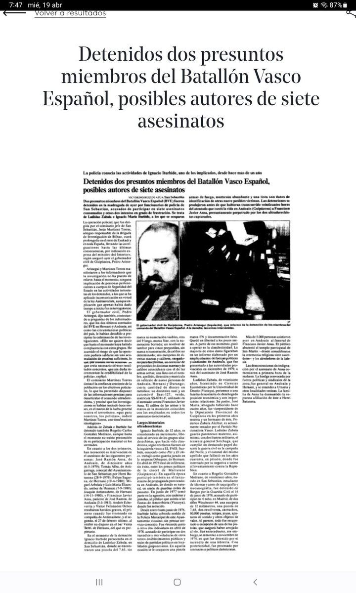 ConsuorF's tweet image. 9. Aprovechando que Rosón, ministro interior, estaba negociando con Mario Onaindía y Juan Mari Bandrés la disolución de #ETAPM, Joseba aprovechó su relación con ellos para hacerles llegar las pruebas. Bandrés presionó al ministro y consiguió que finalmente se les detuviera.