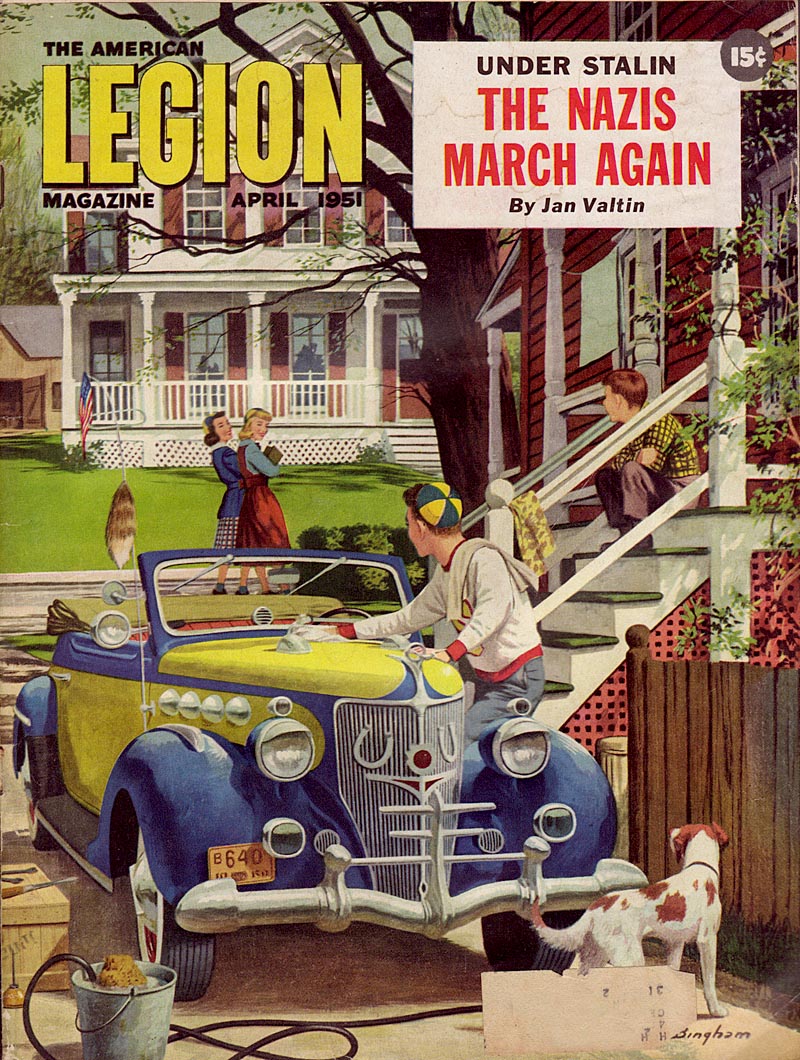 LRonLacy's tweet image. In #APRIL 1951
Illustration by James R. Bingham (1917-1971)
Cover of *The American Legion Magazine*, April 1951
#illustration #illustrationart #illustrationartists #JamesBingham #AmericanLegion #automotivedesign #mensfashion #womensfashion #1950s
