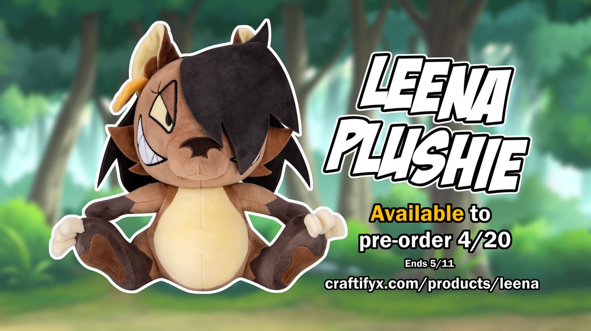 Leena plushie is available to pre-order TOMORROW!