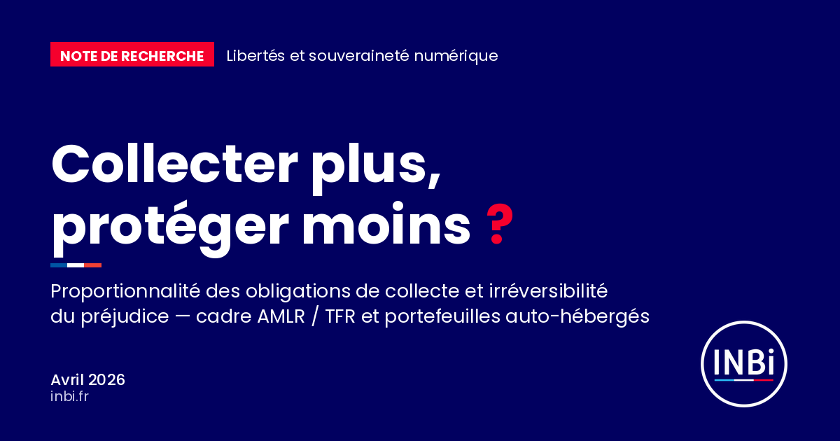 Nouvelle note de recherche de l'Institut National de Bitcoin  : 
Collecter plus, protéger moins ?

Le cadre européen anti-blanchiment (règlements AMLR et TFR) impose aux prestataires de services sur crypto-actifs des obligations de collecte qui créent mécaniquement des bases de