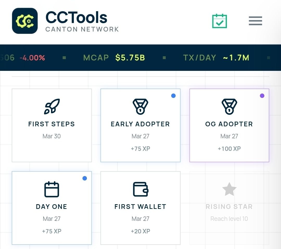 AZ1Z1M's tweet image. CC Tools is live and super easy to get started

Sign up with your email verify the code connect your Canton wallet then complete all tasks in your profile and claim your badge

cctools.network/signup?ref=CC-…

Quick setup smooth flow and you are done in minutes

#cc #canton