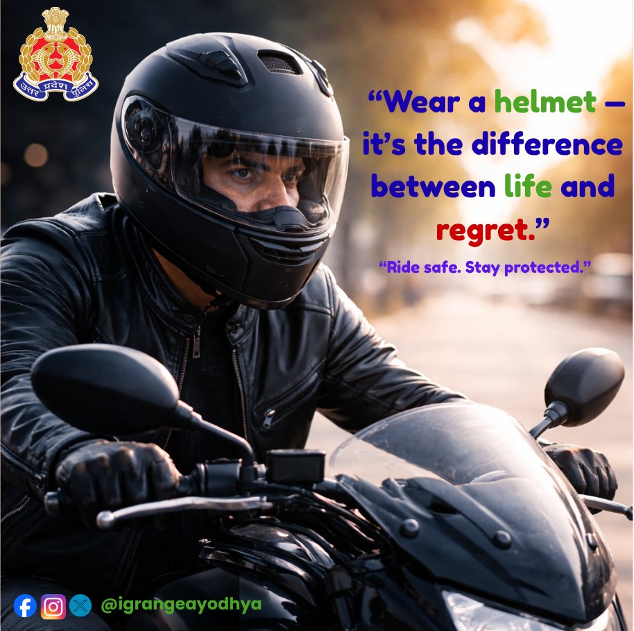 igrangeayodhya's tweet image. Ride safe. Stay protected.
#uppolice #Roadsafety