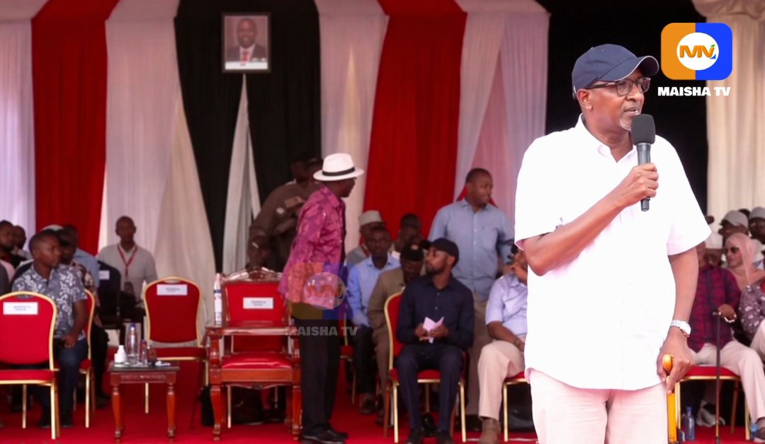 MaishaTVKENYA's tweet photo. Chaos erupted in Mandera on Saturday when President William Ruto nearly bolted off stage mid-speech by health Cabinet Secretary Aden Duale.

A sudden loud bang startled the President, who jumped to his feet, visibly shaken and seemingly ready to dash for safety. 

His security detail quickly rushed in to calm the situation as the crowd fell into stunned silence.

The incident, in the volatile border county, briefly exposed a raw moment of vulnerability beneath the usual presidential bravado. The split-second reaction has since triggered fierce debate across social media, with Kenyans divided between those sympathising with the human response and critics questioning the optics of the security lapse.

The event occurred during a public address in a region known for its security challenges. 

While the President quickly regained composure, returning to his seat and gave his speech later, the viral video clip has dominated online conversations, sparking memes, political commentary, and questions about presidential security protocols in high-risk areas.

No injuries were reported, and authorities have not yet confirmed the source of the loud bang. The moment, however brief, has become a talking point on national resilience, leadership image, and the thin line between composure and instinct under pressure.