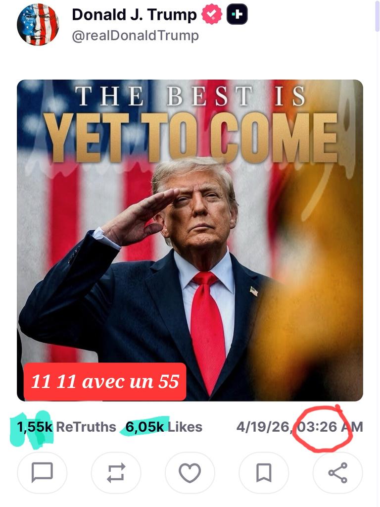 MagLiber3's tweet image. "Et maintenant, la fin est proche"
2 supers Q messages de @POTUS
Anons 🙏🐸🍿1️⃣7️⃣

1/ The Best is yet to come avec un 11 11 comprenant un 55. 😉

2/ ET la chanson de My Way version Sinatra du
19 septembre 1969
1    9                       1 15
     1                          1