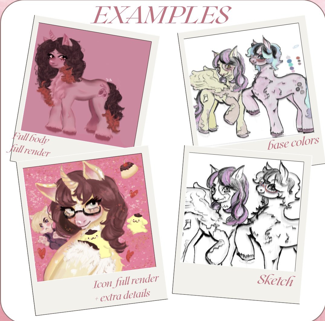 DayannaSodapop's tweet image. OPEN PONY COMMISSIONS!!!

Hii!! Im starting pony art commissions. 
*Ulimited slots* for now 
Waiting: 1 week (could be less or more depending on my situation but i compromise to be the fastest posible💖) 
#commissions #commissionsopen
 #opencommissions  #mlp #artcommissions