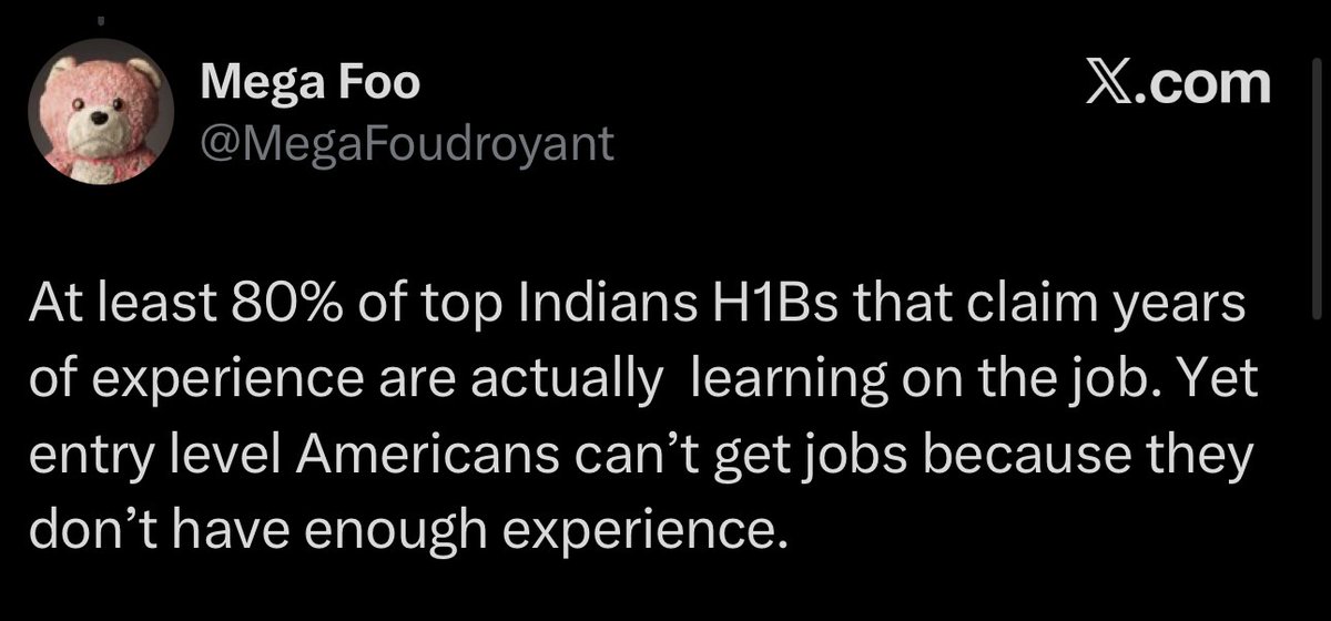 INDIAN H1Bs are DESTROYING an ENTIRE GENERATION of AMERICAN ENGINEERS. Our GRADS can't get jobs.

Why are the POLITICIANS SILENT?