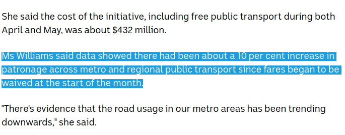 Labor really loves "Post hoc ergo propter hoc", and here's another example:

Sydney saw a similar increase in public transport use since fuel prices went up, despite not making it "free".

Trust Their ABC to publish the dumb claim without any criticism.