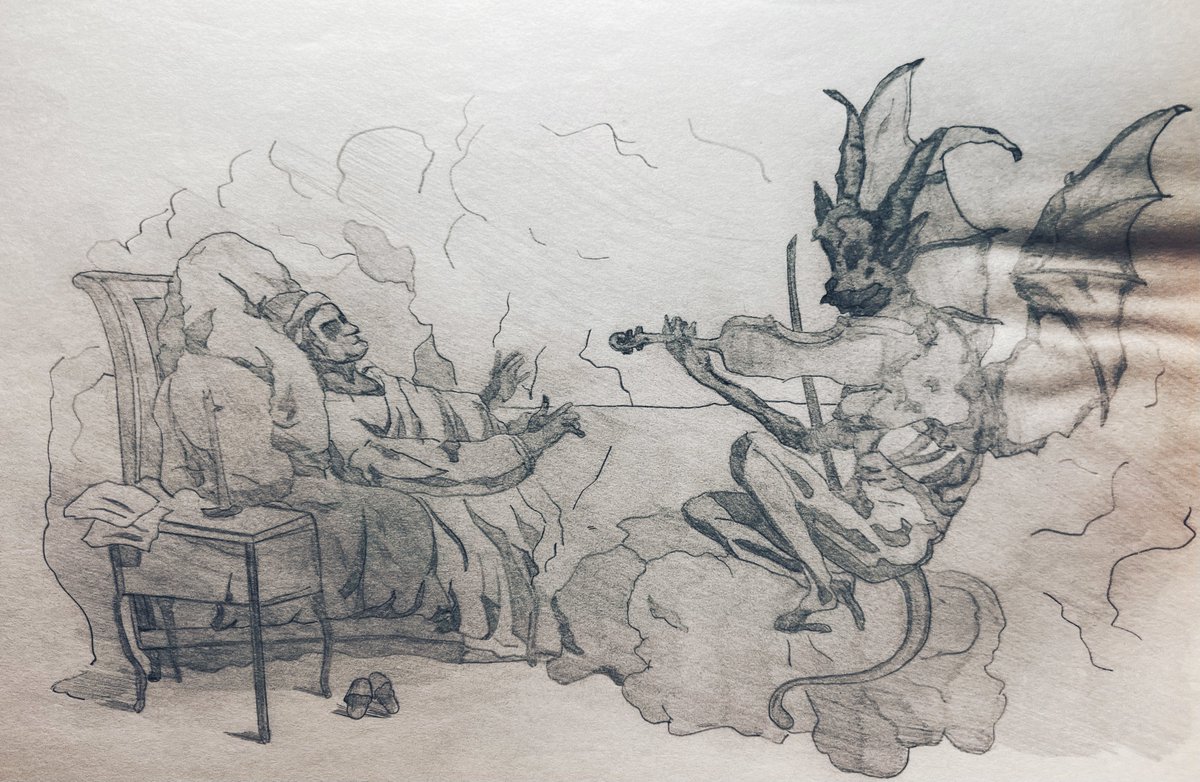 Reishi_911242's tweet image. Devil’s Trill Sonata

#devilstrill #darkart 
#graphite #illustration