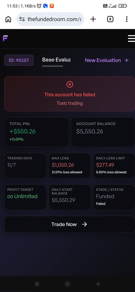 hiteshs012's tweet photo. @thefundedroom From tomorrow I didn't trade and waiting for payout and today they send me this and in support they said you lose account becouse your most of trades are 1 min and some seconds see my 1 min sub profit and trades is also under 10% https://t.co/b6m44kVC4R