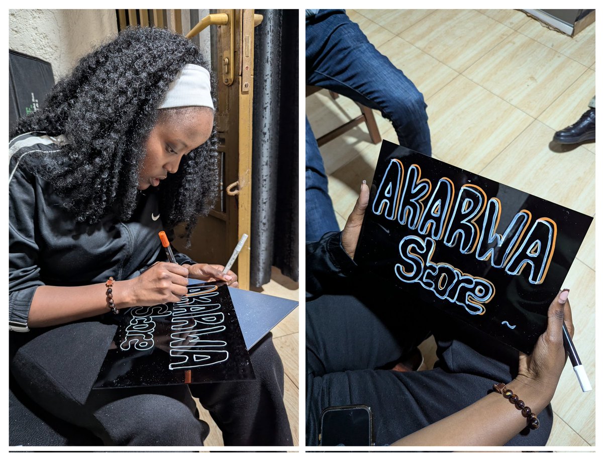 akarwa_store's tweet image. 🎨✨ Turns out our content creator is not just behind the camera… she’s also the genius behind our hand-drawn Akarwa signage! #Talented
