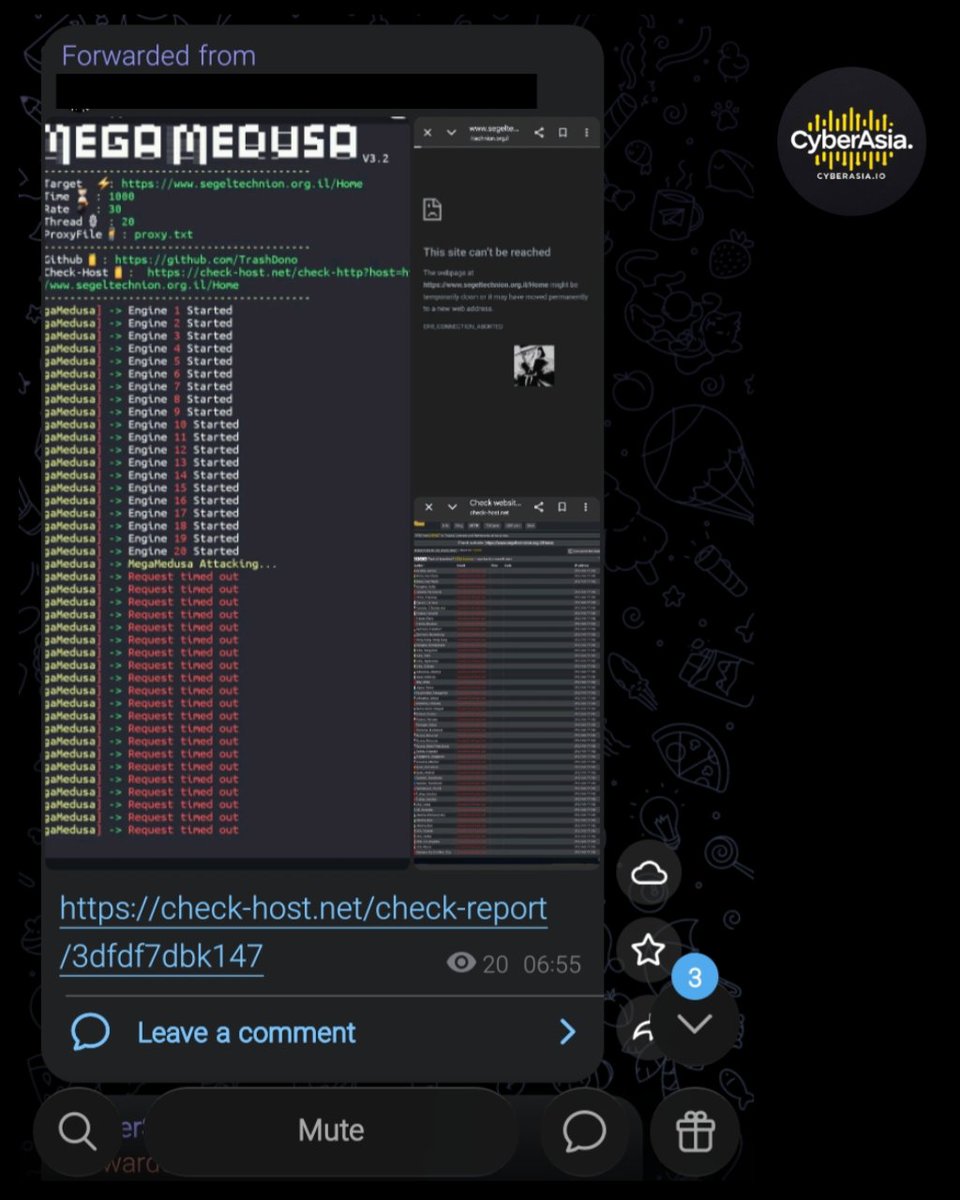 cyberasia_io's tweet image. 🚨 Israel Alert 🇮🇱

The hacking group RipperSec has launched a targeted cyberattack against to the Israeli website segeltechnion.org.il This operation appears to be a DDoS attack.
 
#CyberSecurity #RipperSec #DDoS #SegelTechnion #Israel