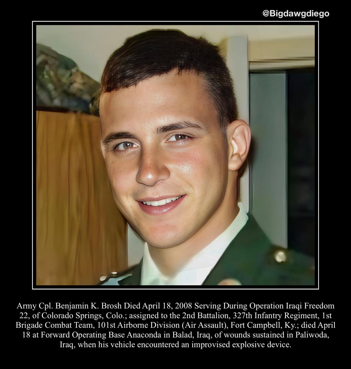 bigdawgjdub's tweet image. "They say no man is truly Dead until he is
Forgotten, so Today I say your name so you are not."
#nooneleftbehind #rememberthefallen #warrior #usarmy #army #2ndbattalion #327thinfantryregiment #1strigadecombatteam #101stairbornedivision