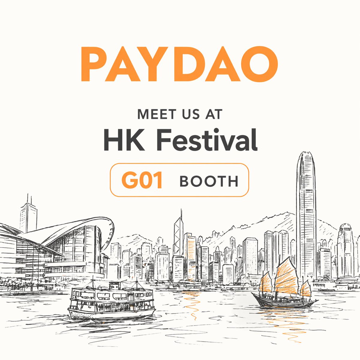 _paydao's tweet photo. Meet PAYDAO at Web3 Festival 2026

📍 Booth G01, HKCEC, Hong Kong
📅 April 20–23

Come visit us and experience the product in person:
— PAYDAO POS
— PAY Card
— Tap-to-pay flow

See how stablecoin payments can work in real life.

See you at Booth G01.✨