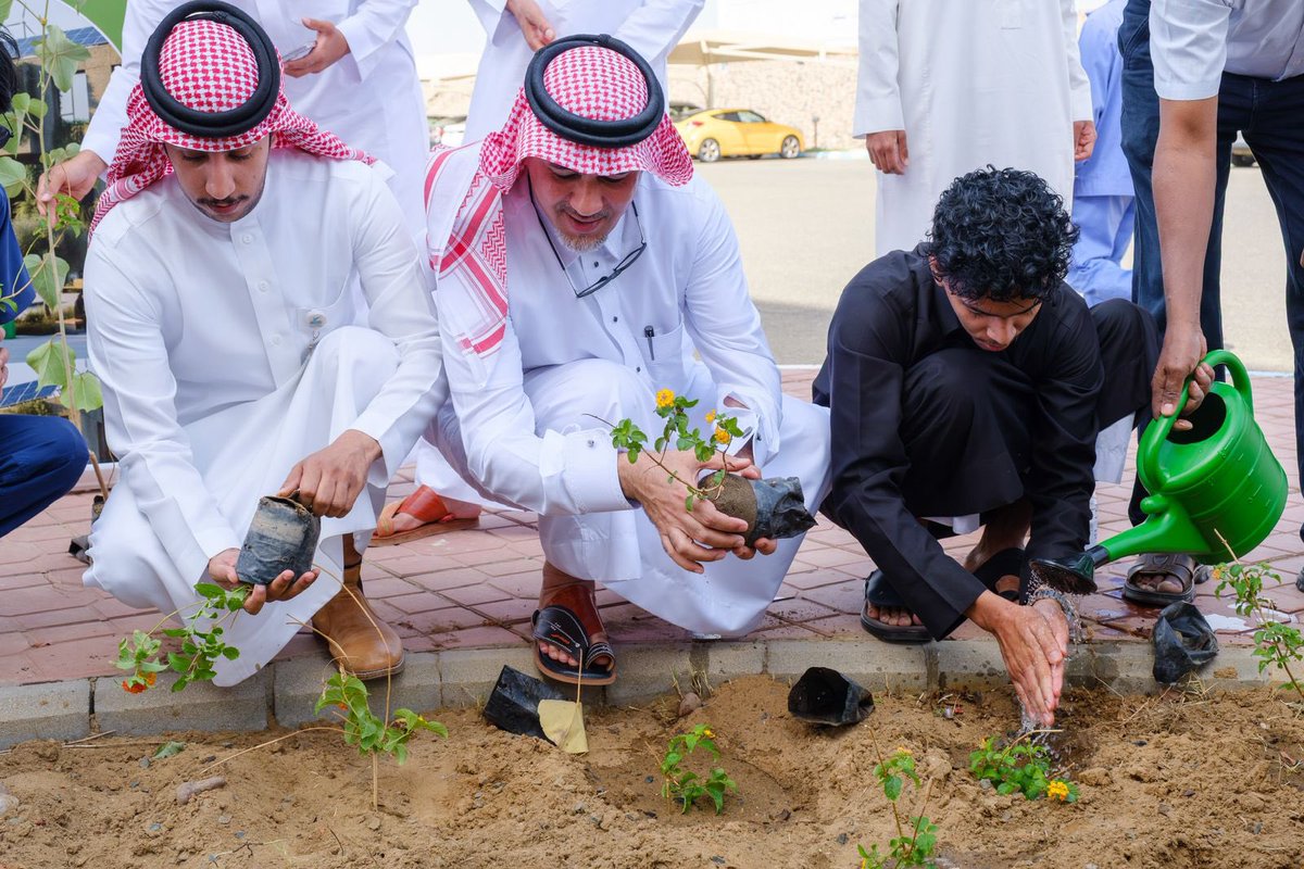 UOfjeddah's tweet photo. برعاية سعادة رئيس #جامعة_جدة أ.د. عبيد بن علي آل مظف، نفذت اللجنة العليا لمشروع #الجامعة_الخضراء حملة تشجير في المقر الرئيسي -  طلاب ، بمشاركة فاعلة من منسوبي الجامعة وطلابها وذلك بهدف تعزيز الغطاء النباتي ودعم جهود الاستدامة البيئية داخل الحرم الجامعي، وجسدت الفعالية روح المبادرة والعمل الجماعي نحو بيئة جامعية أكثر استدامة.