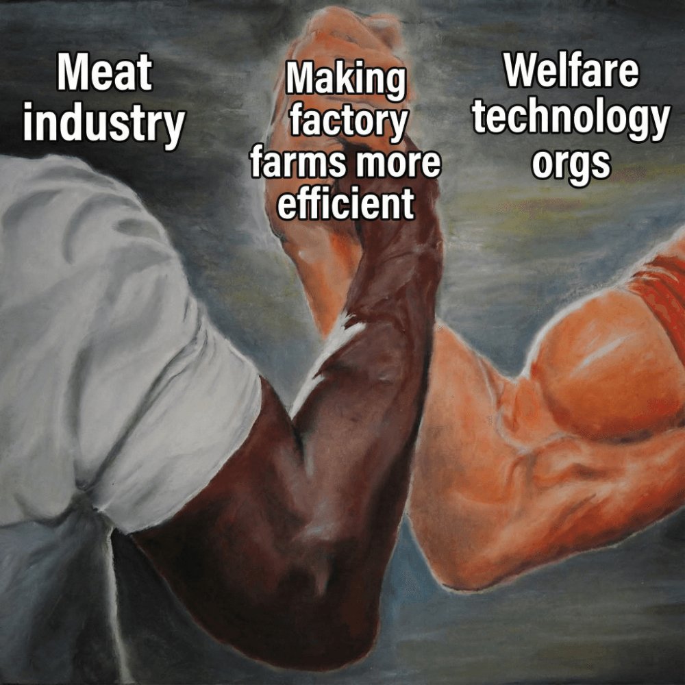 open_paws_ai's tweet photo. "welfare technology" that makes factory farming more efficient isn't welfare technology

it's industry R&amp;D with better PR https://t.co/DOlH3qZYtF