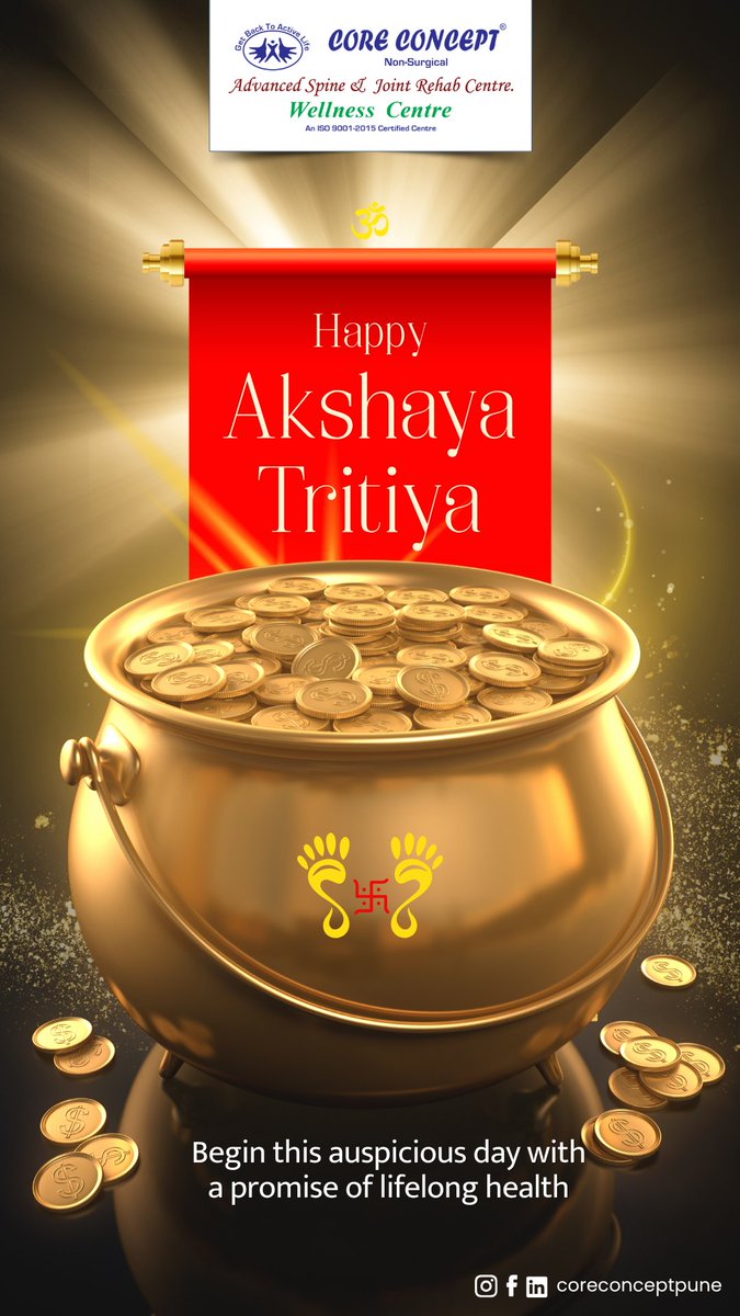 coreconceptpune's tweet photo. Celebrate prosperity in its purest form — a healthy mind and body.

Happy Akshay Tritiya🪙🪷

#AkshayTritiya #HappyAkshayTritiya #HealthIsWealth

[akshay tritiya wishes, akshay tritiya 2026, Akshay Tritiya wellness celebration post, Akshay Tritiya social media post] https://t.co/290SOzBsmz