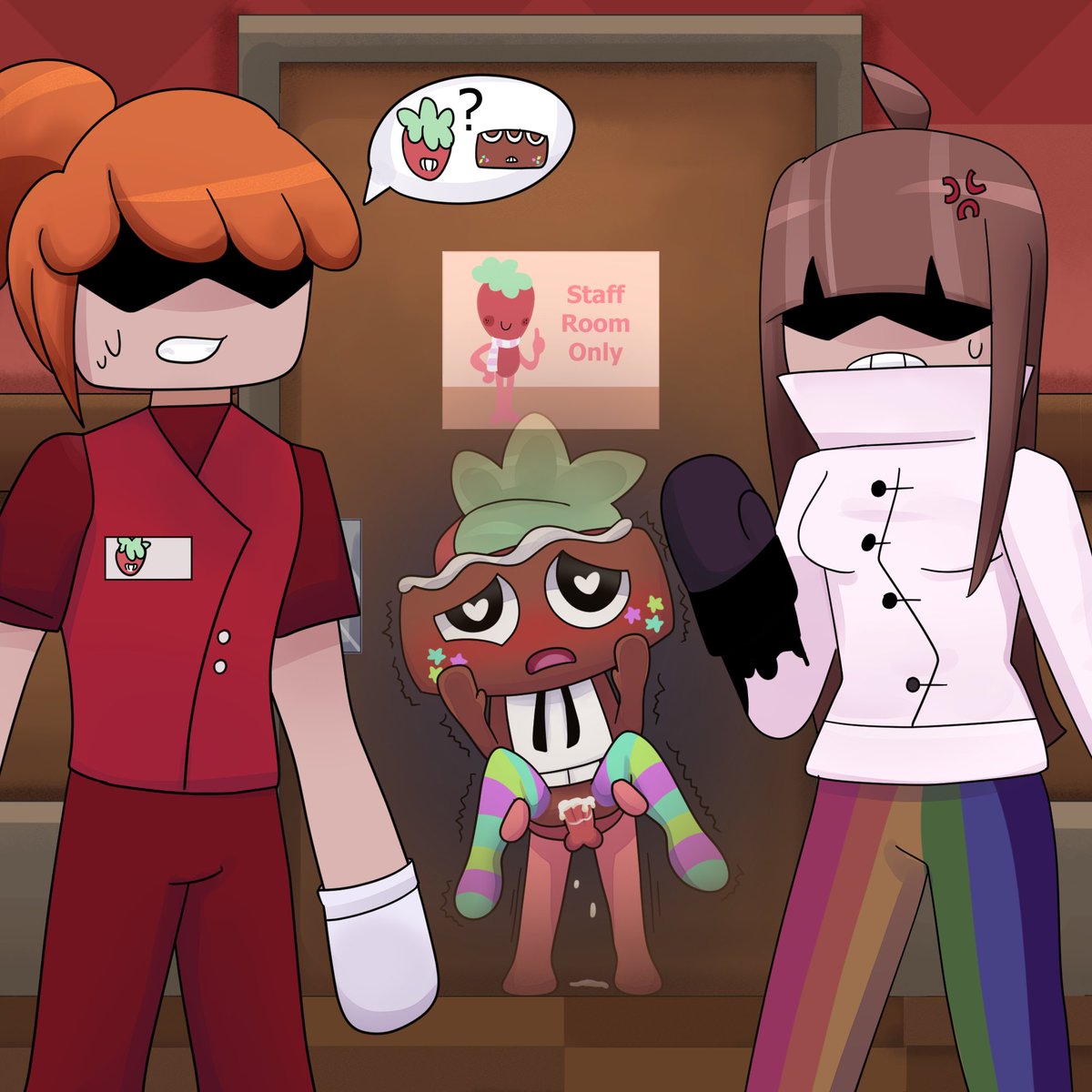 Staff_Room_Only's tweet photo. Behind the door. 🚪🍓🍫
#fruitcake #dandysworldr34 #dandysworldnsfw https://t.co/l9wglXa1bI