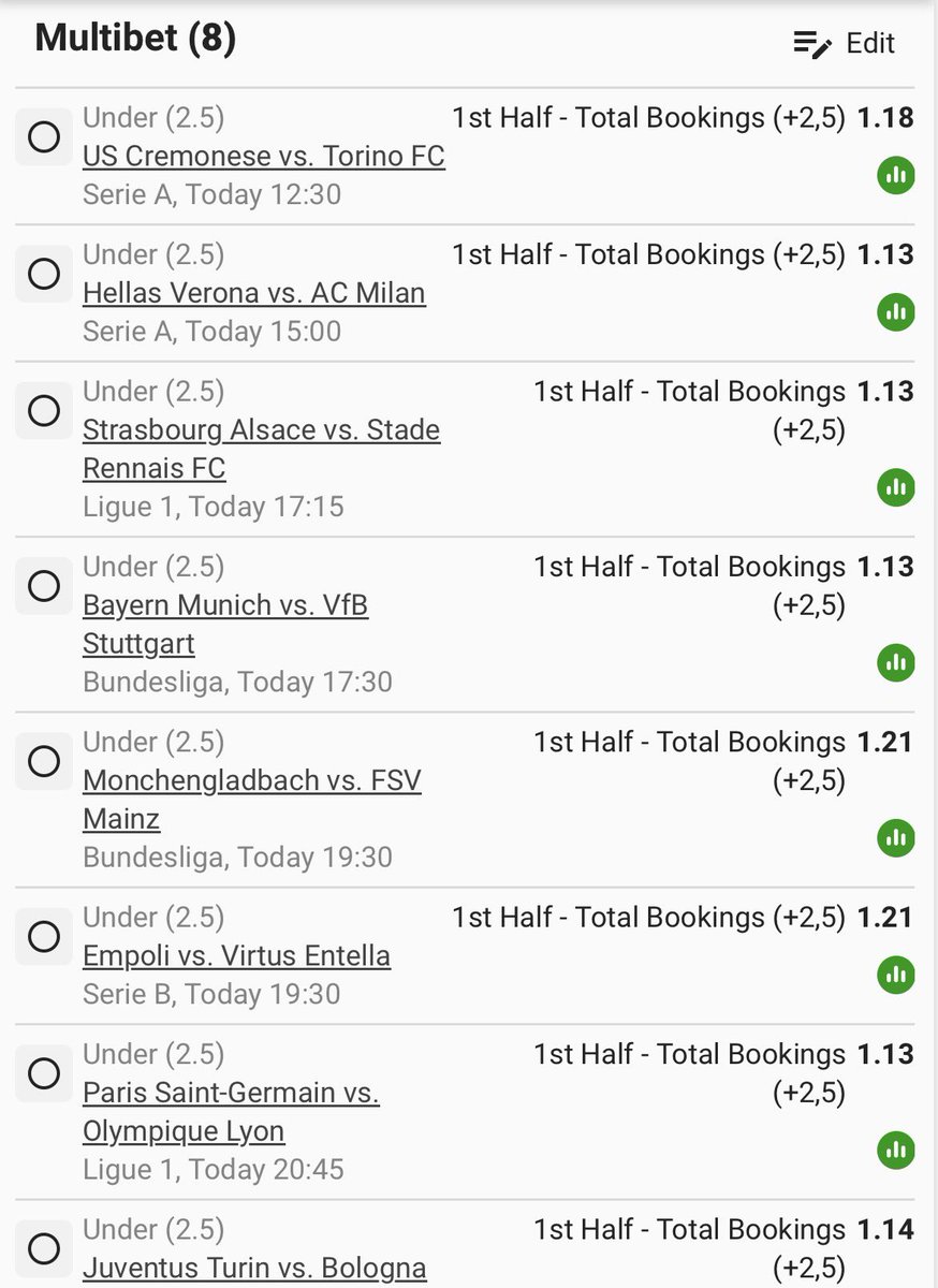 BW4F404A1C
1st Half Bookings - Under 2.5 ⚽️
🎯 Odds: 3.21

⏰ Time: 12:30PM

🔴🖤♠️♦️⚫️🚨

#Betway