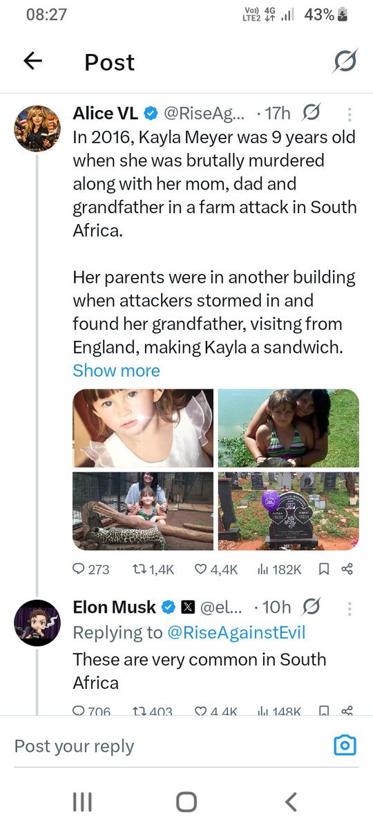 WonderL32250's tweet photo. @namiboryx @elonmusk @RiseAgainstEvil Then explain to Alice VL what is genocide cause she posted a photo of a 9 year old white chold that she claims she was murdered  and i replied with the photo of white farmers killing black woman and feeding them to pigs https://t.co/DZfGNnaunS