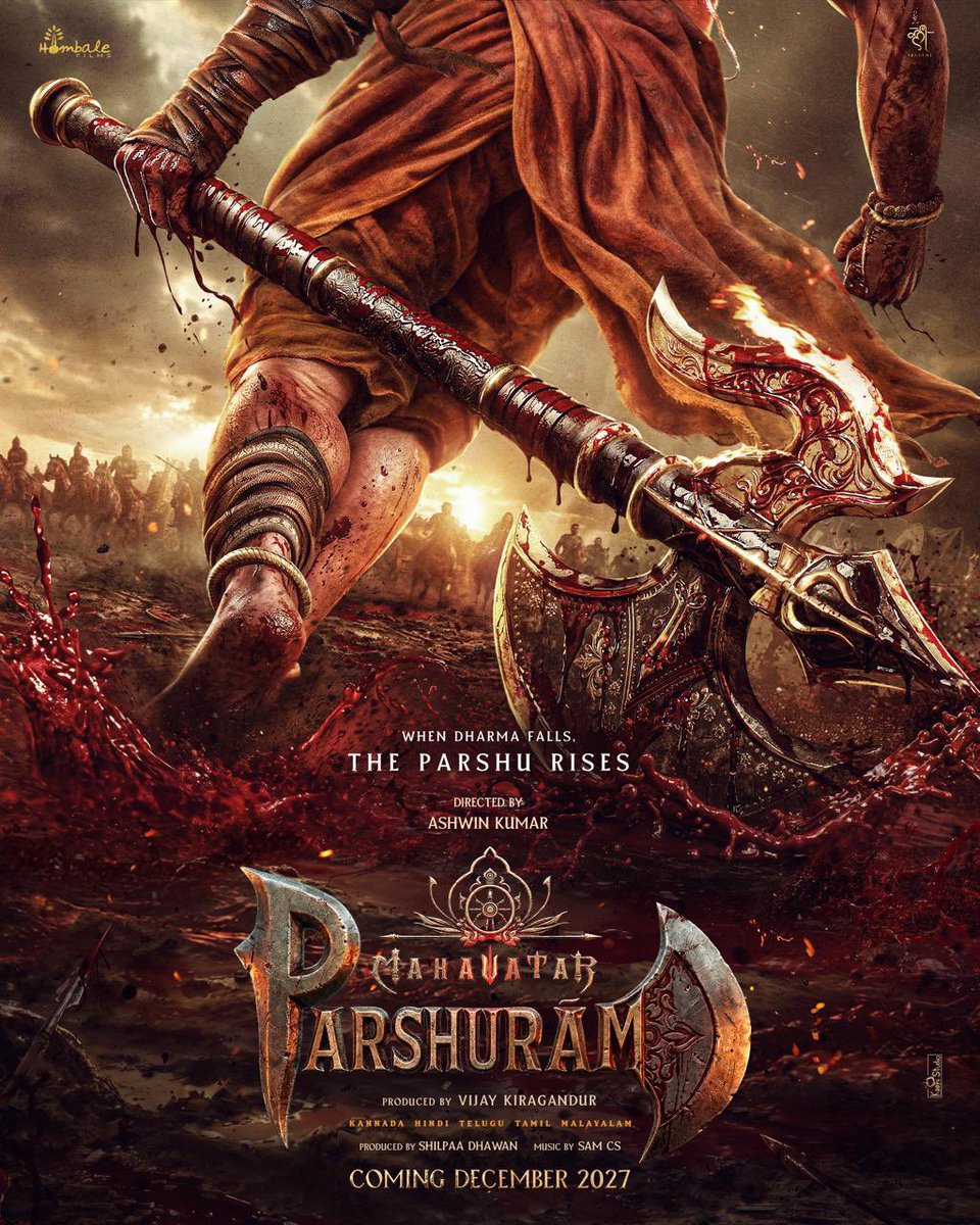 SumitkadeI's tweet image. After the BLOCKBUSTER storm of Mahavatar Narasimha, the Mahavatar Cinematic Universe unleashes its fiercest warrior yet…  #MahavatarParshuraam
Coming December 2027.

Directed by Ashwin Kumar 

Not a king. Not a saviour.
A RAGE. A RECKONING. A FORCE against ADHARMA.

The battle