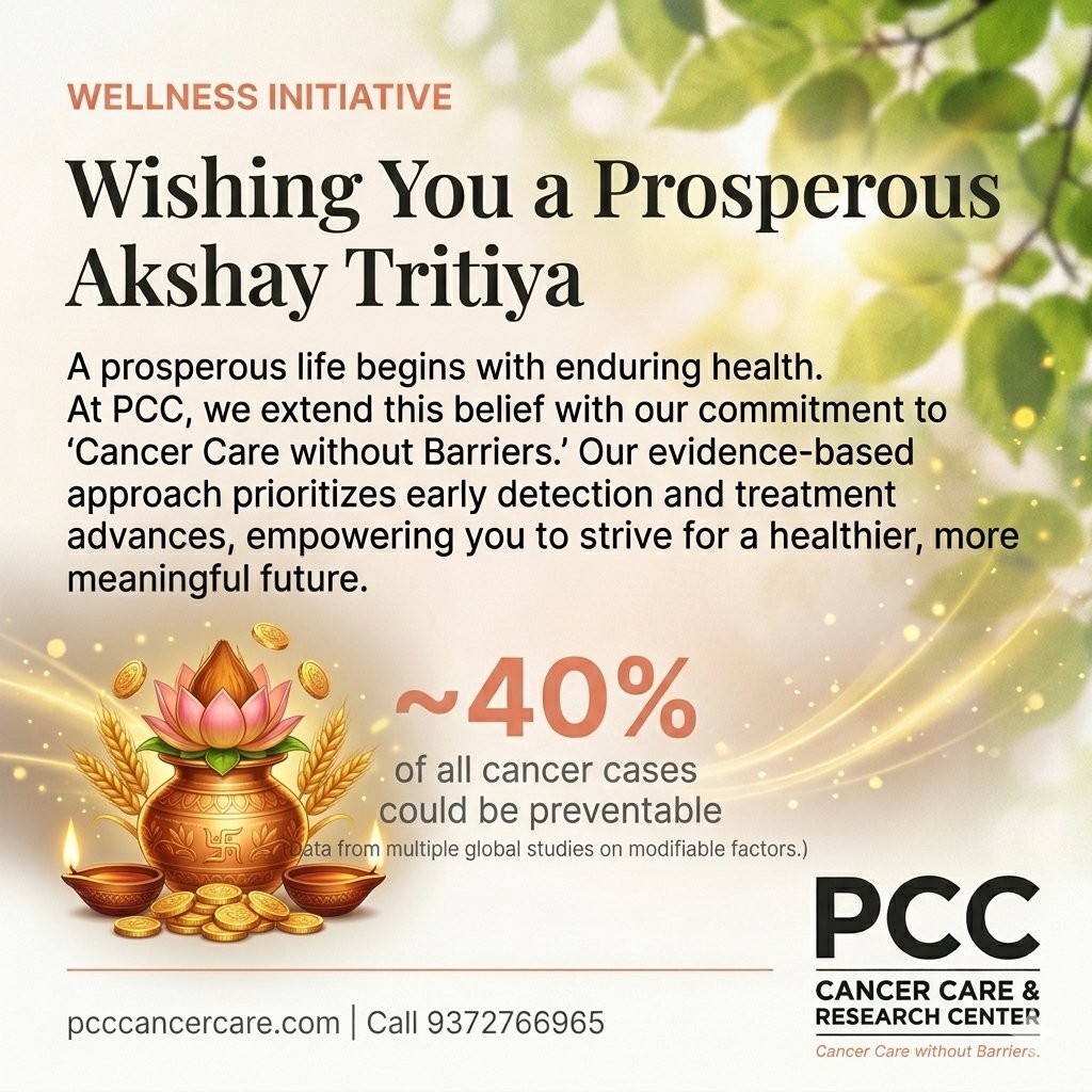 pushpakchirmade's tweet photo. At PCC, we believe true prosperity starts with health. With ~40% of cancer cases being preventable, the best investment you can make today is in early detection and wellness.
Cancer Care without Barriers. 🩺
📞 9372766965
🌐 https://t.co/UdOLsqPvk7
#AkshayTritiya  #PCC https://t.co/YOZ8BLiDNX