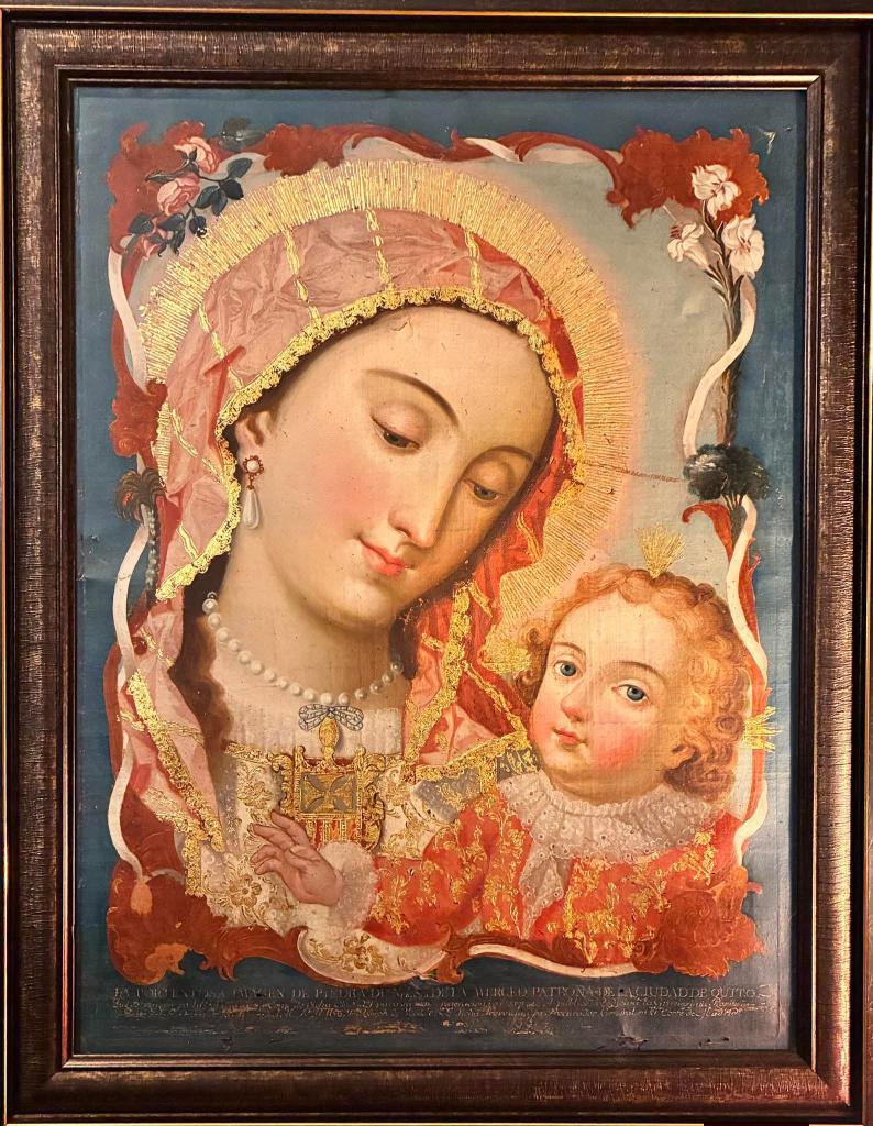 MiguelCalabria3's tweet image. Buenos días!

Y de todo esto conocí que se llenaban todas tres Divinas Personas con aquella única Divinidad que todas tres encierran, se alegraban y llenaban de inmensa Gloria
✒️Catalina de Jesús Herrera s.XVIII

Virgen de la Merced, patrona de #Quito. Escuela Quiteña s.XVIII