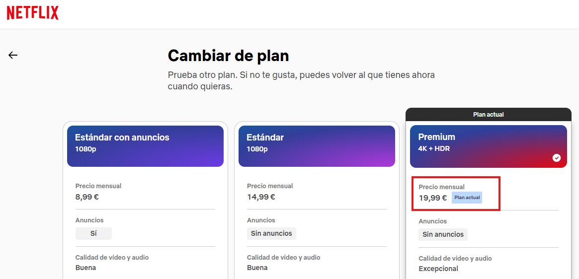 Core_Investor's tweet photo. Al ver la noticia sobre la subida de precios de $NFLX he ido a comprobar mi plan:

🟢Por ahora me mantienen los 19,99€ en Premium
🔴Si lo contratas ahora ya aparece la subida a 21,99€

Los suscriptores extra mantienen el mismo precio? https://t.co/wV6ZckZNgm