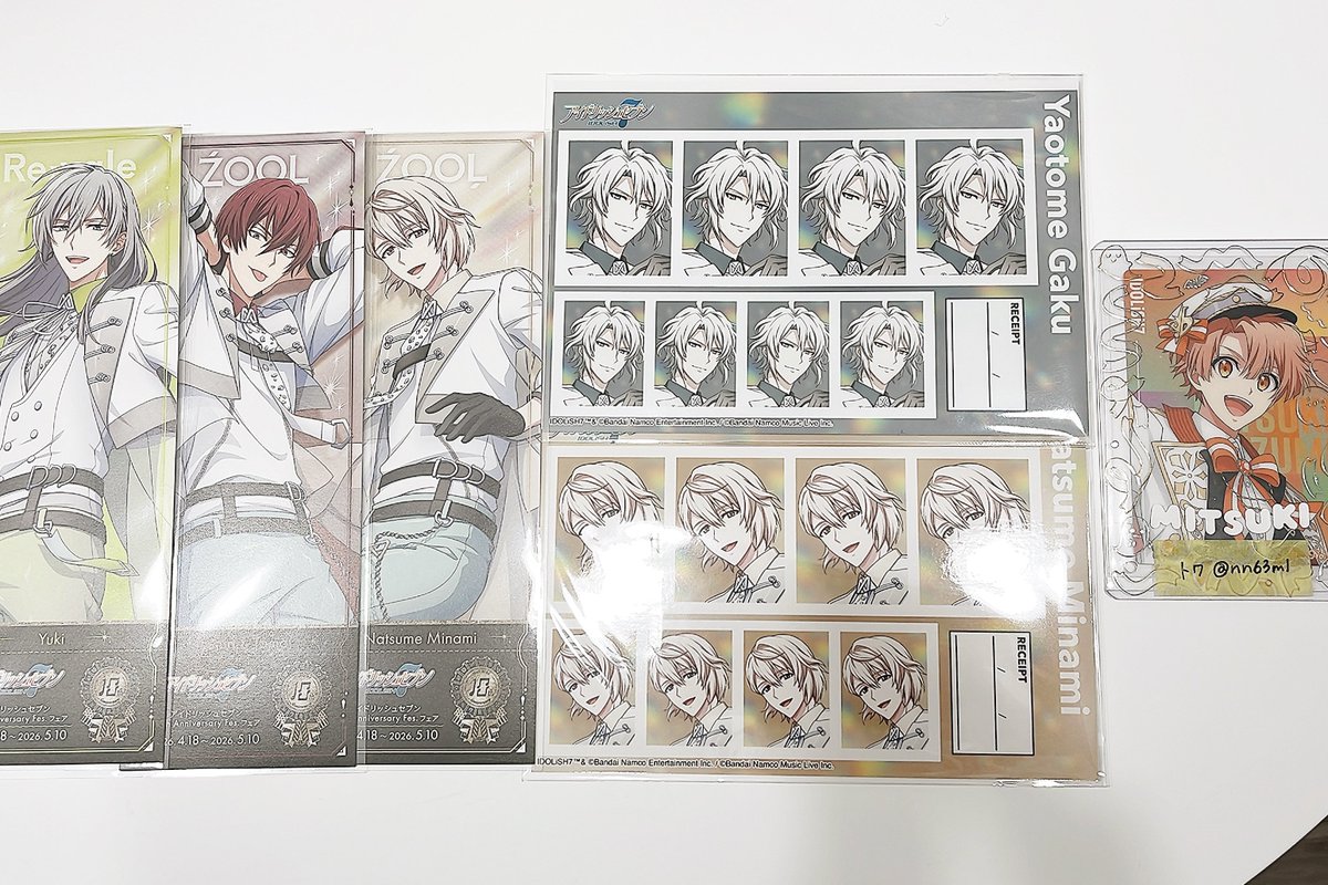 nn63ml's tweet photo. 【交換】アイドリッシュセブン アイナナ アニメイト フェスチケ風カード 特典 フェスチケ 証明写真館 ブロマイド

譲：
フェスチケ… 千、トウマ、巳波
証明写真… 楽、巳波

求：
フェスチケ… 三月2、ナギ1
証明写真…三月、ナギ

郵送
複数まとめての方優先
お気軽にお声がけください🌟 https://t.co/DZI4aGnjfY