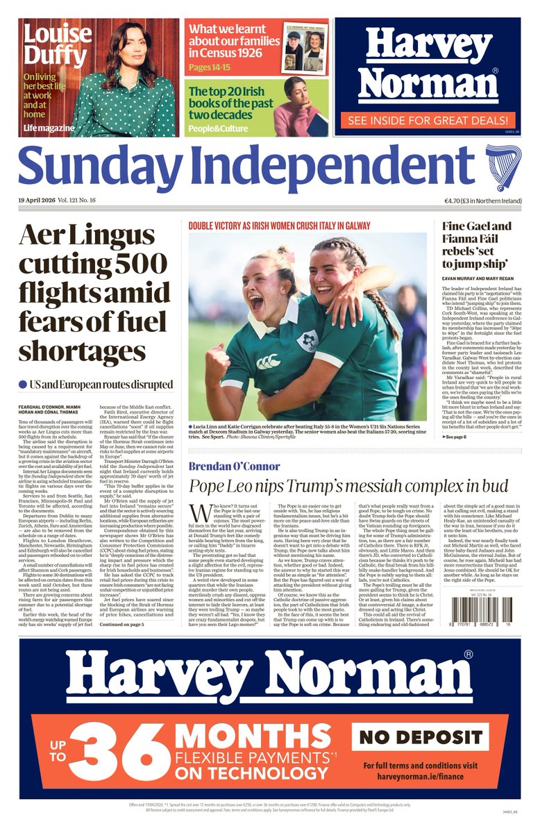 ukpapers's tweet image. Aer Lingus cutting 500 flights amid fears of fuel shortages

#frontpagestoday #IRE @Independent_ie 🇮🇪