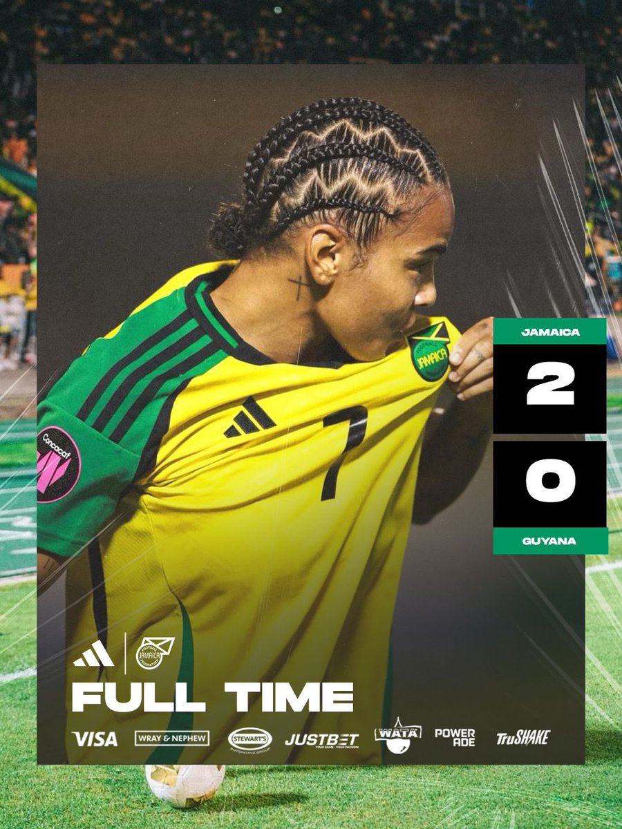 FULL TIME. 🇯🇲💛💚🖤 2 — 0 JAMAICA. ✅✅

THEY DID IT. THE REGGAE GIRLZ TOP THEIR GROUP! 🔥🔥🔥
 
GOALS from Khadija “Bunny” Shaw ⚽ and Shania Hayles ⚽

History made. The Reggae Girlz are on their way to the CONCACAF Women’s Championship.