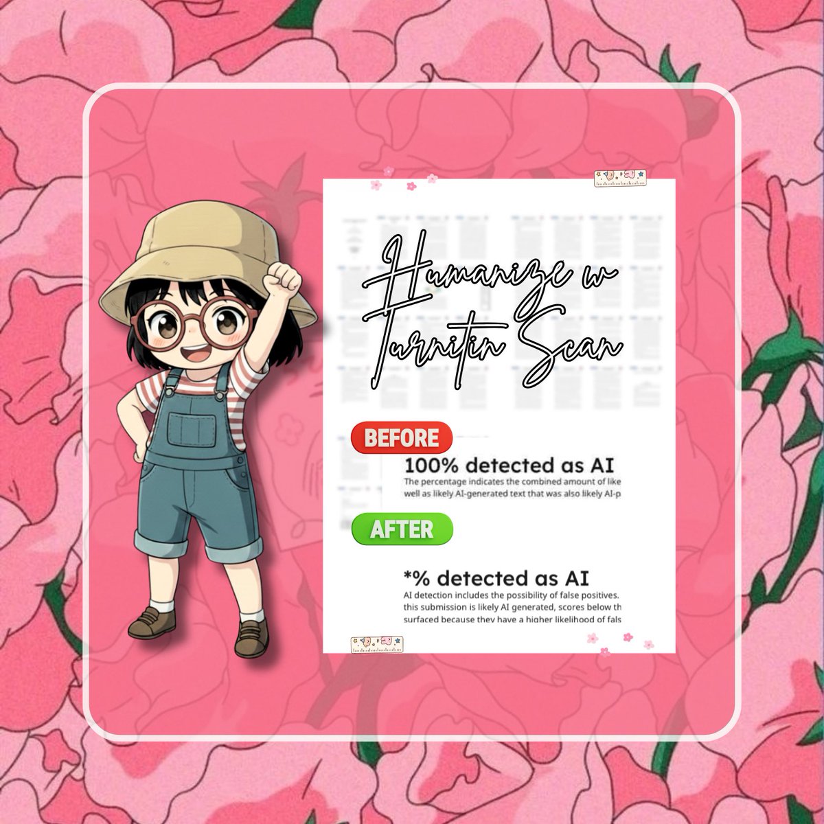 onlypixiexyii's tweet image. 🔖 HUMANIZE w TURNITIN SCAN

three hundred hundred ninety-seventh academic commission completed.

the era of “accepting outputs first” is officially over. (≧◡≦)🎀

#pixreal