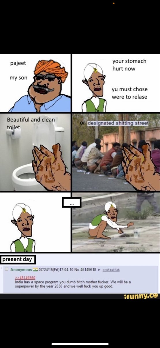 sb2089's tweet photo. @Pranilkadam786 @DrRamshaMir Fckn smelly bastrd cowshit eater indians 10 million of you smelly fcks living in muslim countries cuz can't get jobs or good life at shithole india where not a single woman, or animal is safe from r@pists, yet talk shit about Muslims online

Bt I'd be angry too if I was indian 🤢 https://t.co/qxzk7vE9zy